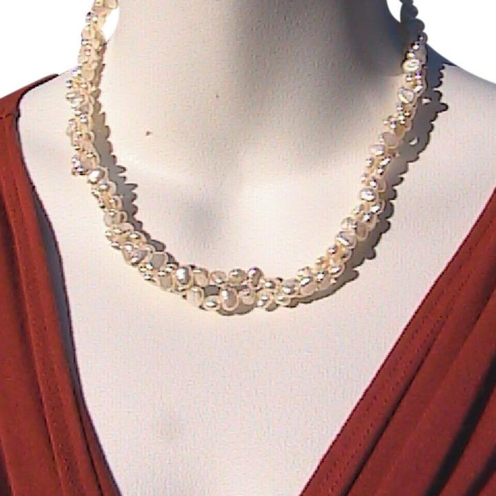 14k Yellow Gold Pearl Double Strand Necklace